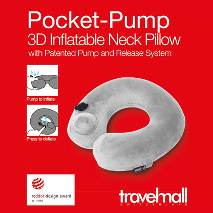 Travelmall - Pocket-Pump Inflatable Neck Pillow.