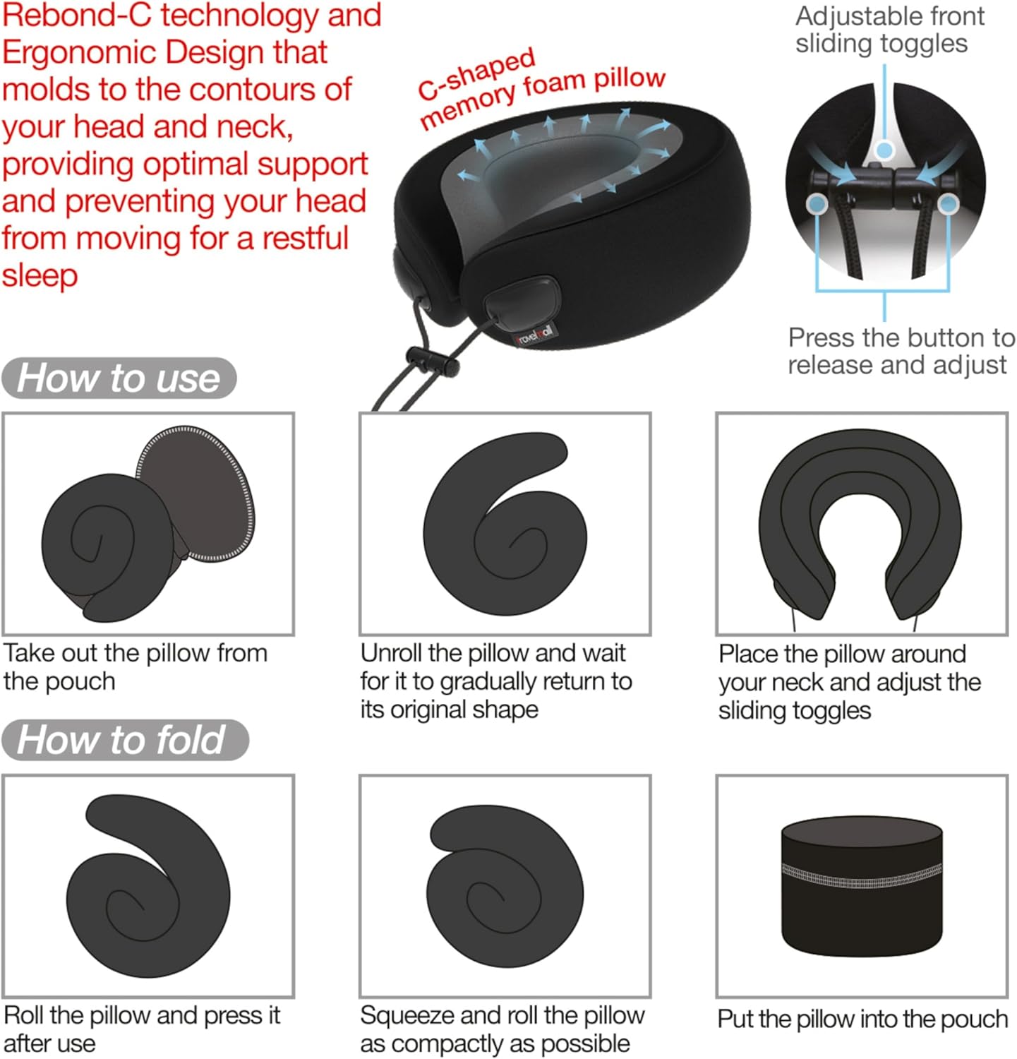 Travelmall - Premium Memory Foam Neck Pillow.